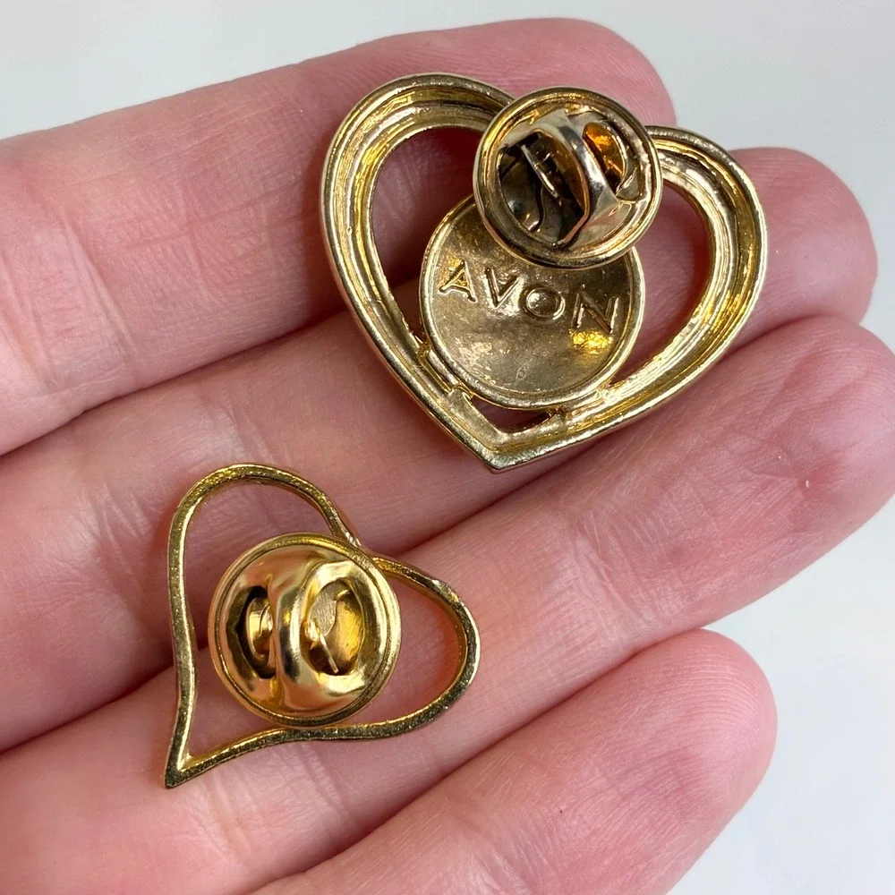 Vintage Pin Lot Avon Heart World Star Stick Pins Gold Tone Jewelry 7 Pieces